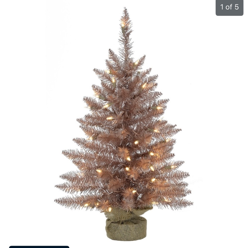 Fraser Hill Farm 3-ft. Blush Tinsel Christmas Tree